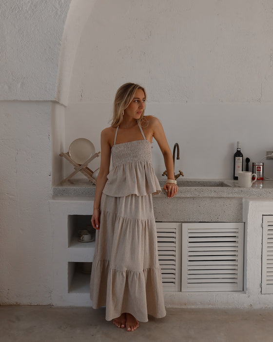 Top Malo rayé beige