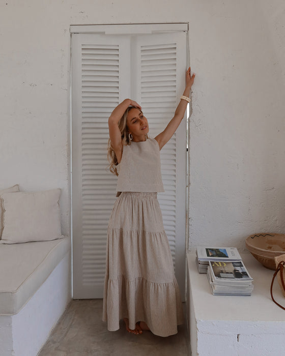 Jupe Olivia rayée beige