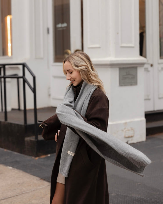 Atelier Simai : écharpe Agathe grise laine et alpaga, made in France