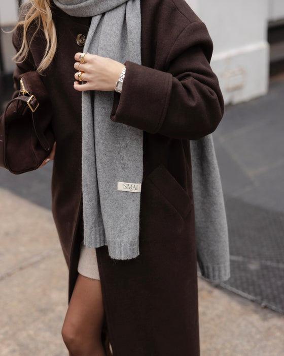 Atelier Simai : écharpe Agathe grise laine et alpaga, made in France