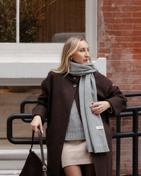 Atelier Simai : écharpe Agathe grise laine et alpaga, made in France