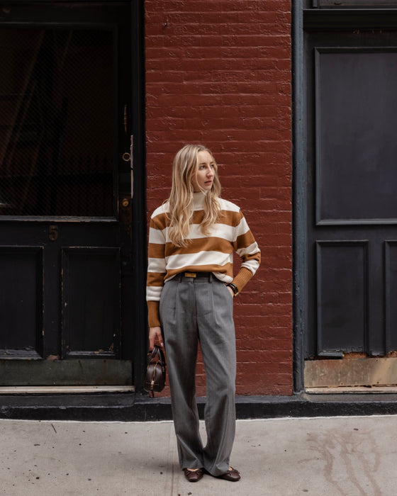 Atelier Simai : pull Chris caramel, 100% coton, made in France