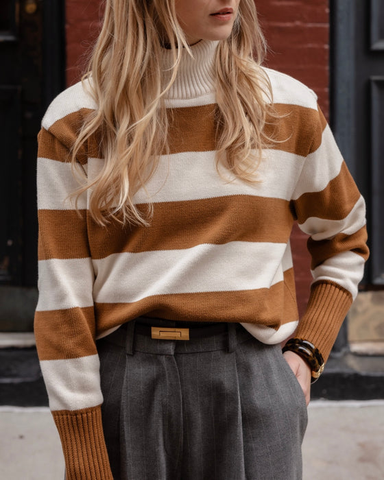 Atelier Simai : pull Chris caramel, 100% coton, made in France