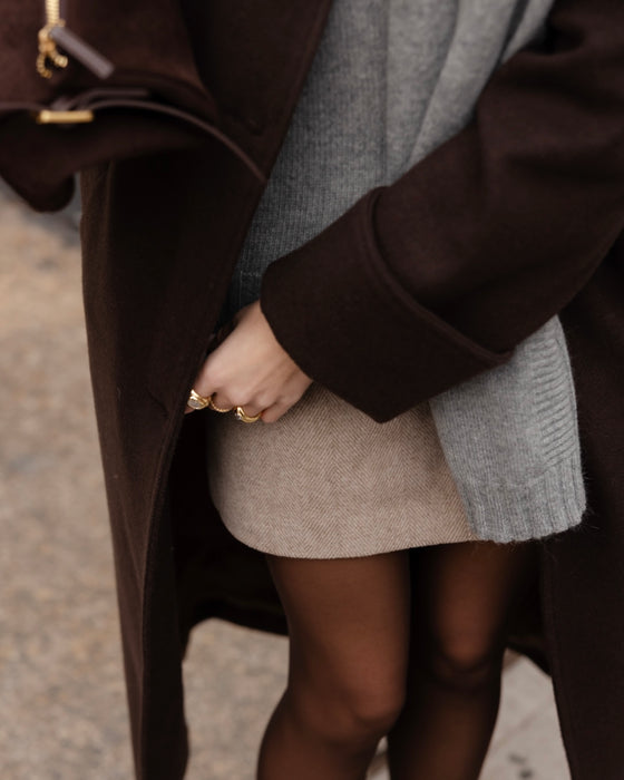 Atelier Simai : jupe Blake chevron beige, laine, made in France