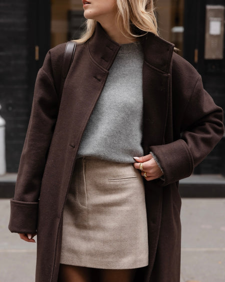 Atelier Simai : jupe Blake chevron beige, laine, made in France