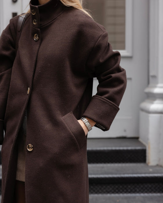 Atelier Simai : manteau Josh chocolat, laine, made in France