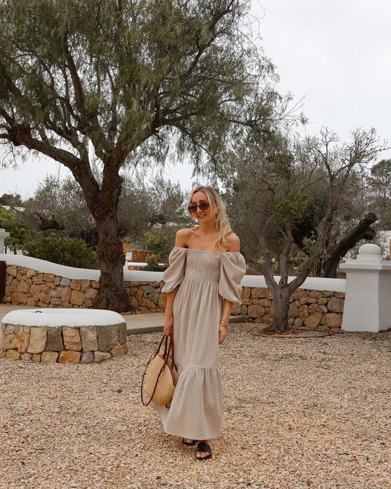 Atelier Simai : robe Fanny rayée beige