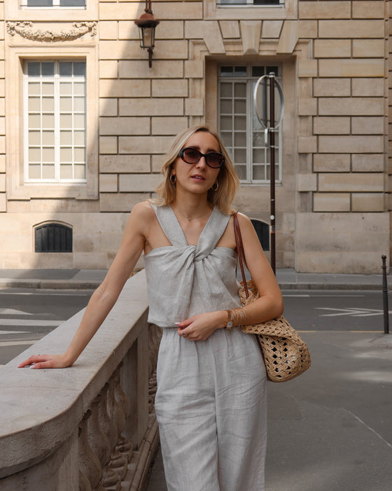 Atelier Simai : top Charly beige en lin, made in france