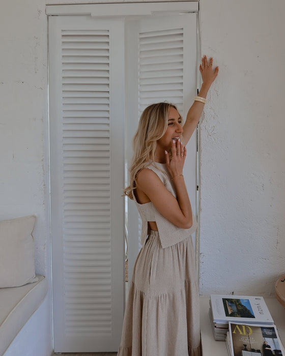 Top Nino rayé beige